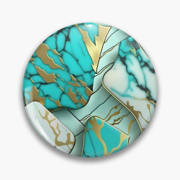Item preview, Turquoise and white marble with splashes of gold #3 designed and sold by BirdsnStuff.