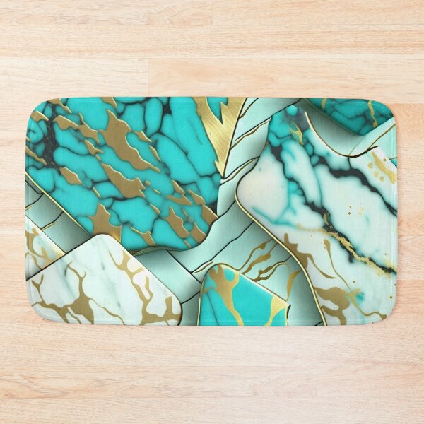 Item preview, Turquoise and white marble with splashes of gold #3 designed and sold by BirdsnStuff.