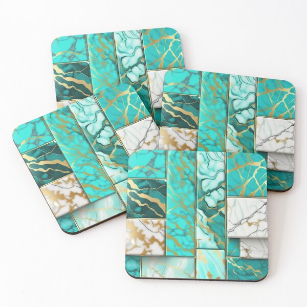 Item preview, Turquoise and white marble with splashes of gold #4 designed and sold by BirdsnStuff.