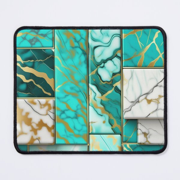 Item preview, Turquoise and white marble with splashes of gold #4 designed and sold by BirdsnStuff.