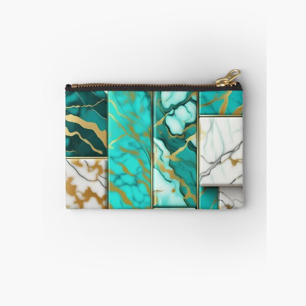 Item preview, Turquoise and white marble with splashes of gold #4 designed and sold by BirdsnStuff.
