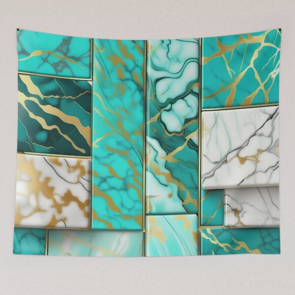 Item preview, Turquoise and white marble with splashes of gold #4 designed and sold by BirdsnStuff.