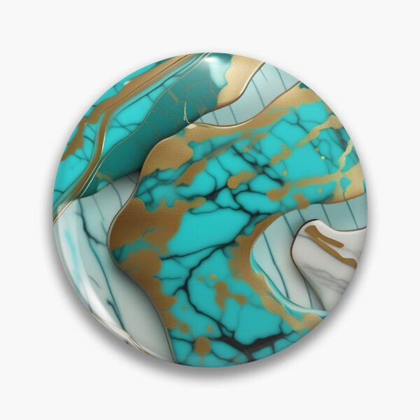 Item preview, Turquoise and white marble with splashes of gold #5 designed and sold by BirdsnStuff.