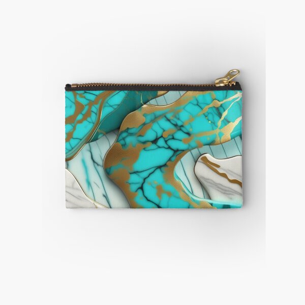 Item preview, Turquoise and white marble with splashes of gold #5 designed and sold by BirdsnStuff.