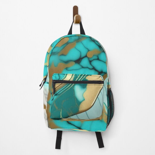 Item preview, Turquoise and white marble with splashes of gold #5 designed and sold by BirdsnStuff.
