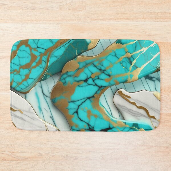 Item preview, Turquoise and white marble with splashes of gold #5 designed and sold by BirdsnStuff.