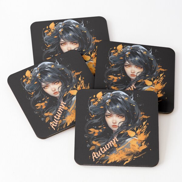 Item preview, Autumn Woman Abstract Art With Golden Orange Leaves designed and sold by liminal-concept.
