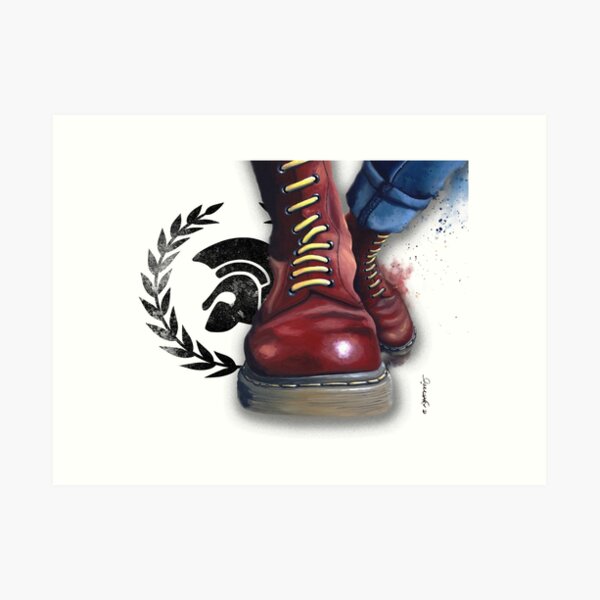 Skinhead doc martens and trojan, Nikki Morris artist Art Print