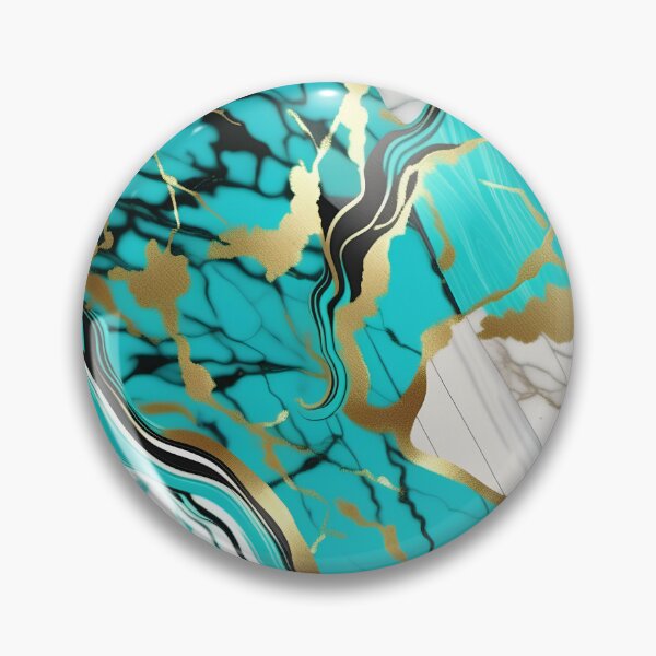 Item preview, Turquoise and white marble with splashes of gold #6 designed and sold by BirdsnStuff.