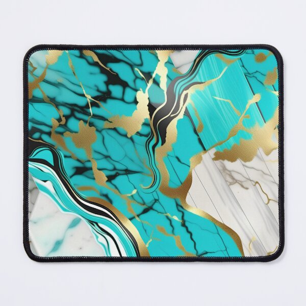 Item preview, Turquoise and white marble with splashes of gold #6 designed and sold by BirdsnStuff.
