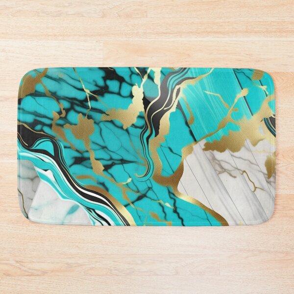 Item preview, Turquoise and white marble with splashes of gold #6 designed and sold by BirdsnStuff.
