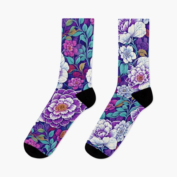 Item preview, purple forest, vibrant, colourful repeating flower pattern designed and sold by flashyflowers.