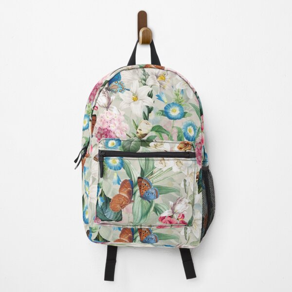 Item preview, Vintage Tropical Flowers - Hydrangea Lilies,Camellia And Exotic Butterflies, on Off White Nightgarden designed and sold by UtArt.