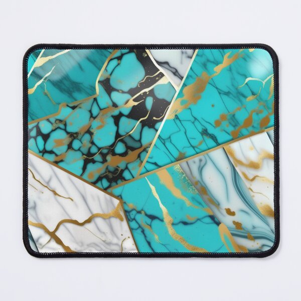 Item preview, Turquoise and white marble with splashes of gold #7 designed and sold by BirdsnStuff.