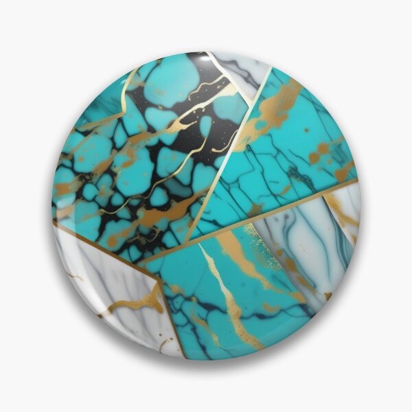 Item preview, Turquoise and white marble with splashes of gold #7 designed and sold by BirdsnStuff.