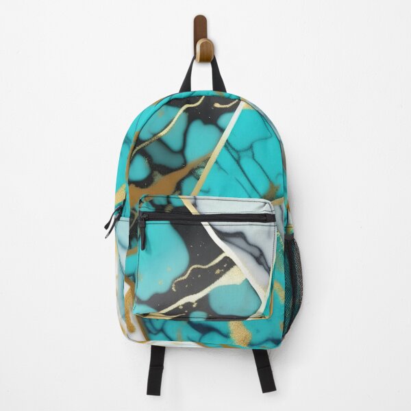 Item preview, Turquoise and white marble with splashes of gold #7 designed and sold by BirdsnStuff.