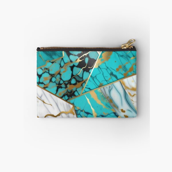 Item preview, Turquoise and white marble with splashes of gold #7 designed and sold by BirdsnStuff.