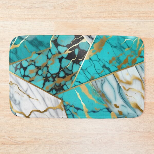 Item preview, Turquoise and white marble with splashes of gold #7 designed and sold by BirdsnStuff.