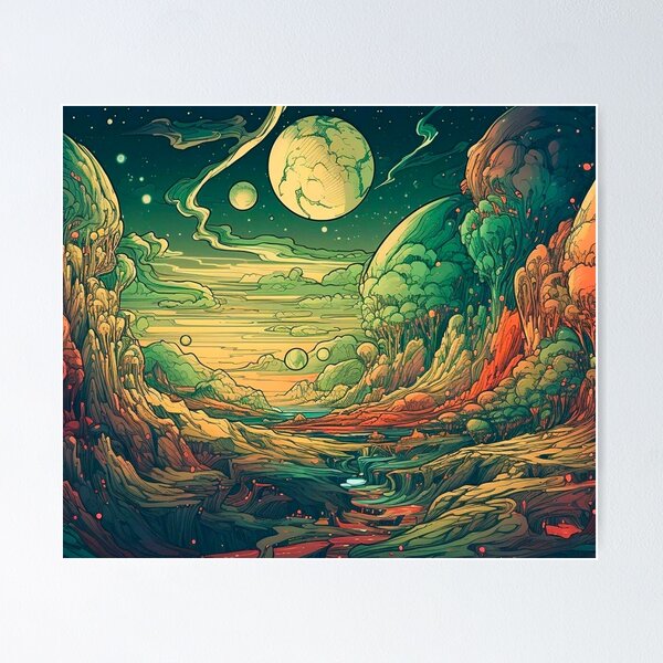 Aperçu de l'œuvre Espace Lune Extraterrestre Fantaisie créée et vendue par TheFullFantasy.
