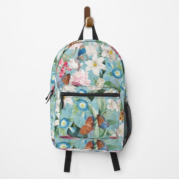 Item preview, Vintage Tropical Flowers - Hydrangea Lilies,Camellia And Exotic Butterflies, on Turquoise Nightgarden designed and sold by UtArt.