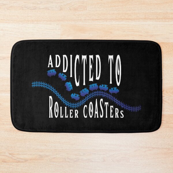 Item preview, Silhouette of a blue roller coaster with the text ADICTED TO ROLLER COASTERS designed and sold by Martapp.