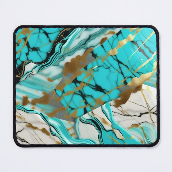 Item preview, Turquoise and white marble with splashes of gold #8 designed and sold by BirdsnStuff.