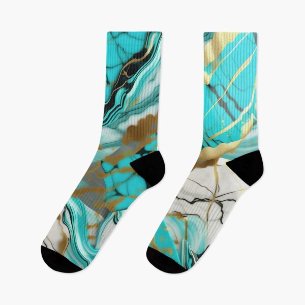 Item preview, Turquoise and white marble with splashes of gold #8 designed and sold by BirdsnStuff.