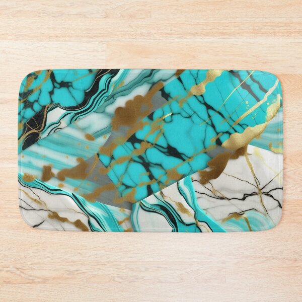 Item preview, Turquoise and white marble with splashes of gold #8 designed and sold by BirdsnStuff.