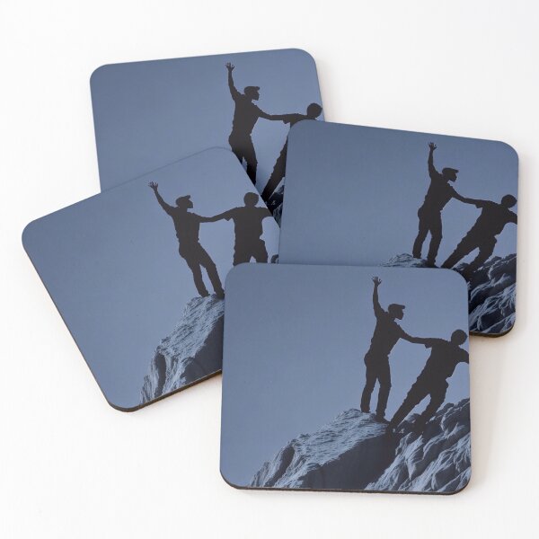 Item preview, Silhouette of two people standing on mountain designed and sold by M-Y-A-R-T-.