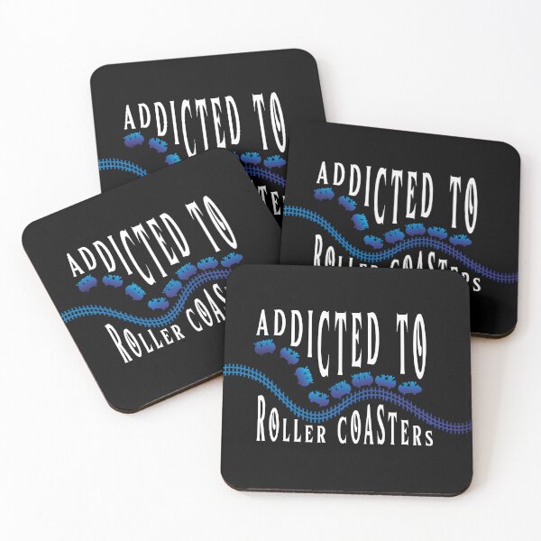 Item preview, Silhouette of a blue roller coaster with the text ADICTED TO ROLLER COASTERS designed and sold by Martapp.