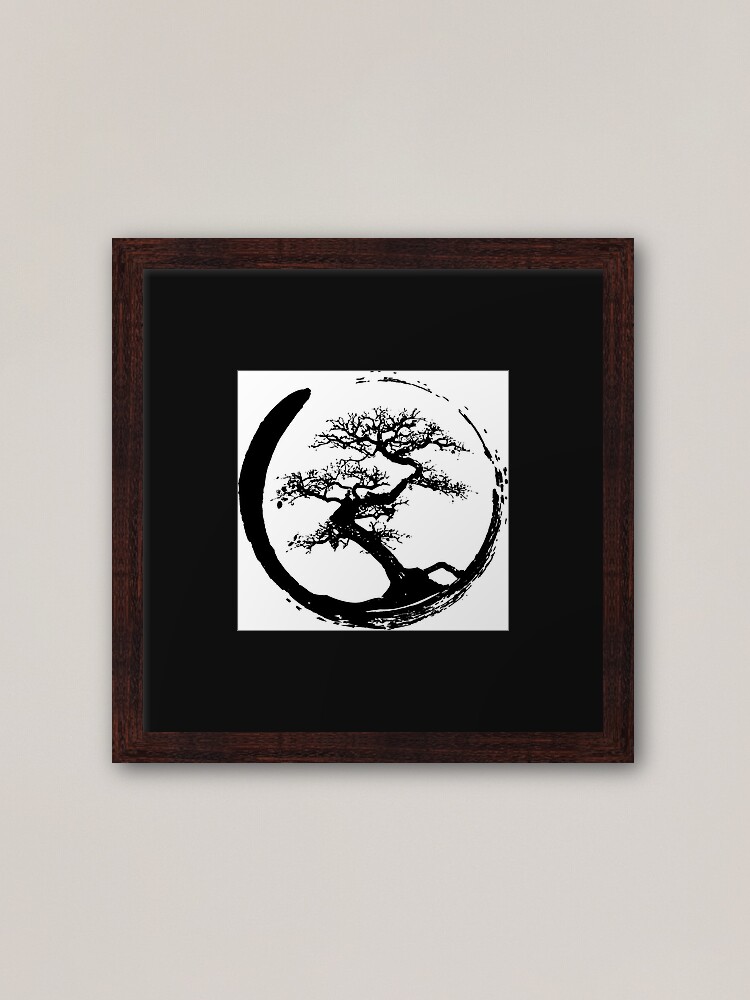 Zen Bonsai Tree in Enso Circle (black) Poster for Sale by Elvin