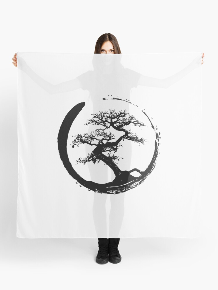 Zen Bonsai Tree in Enso Circle (black) Poster for Sale by Elvin