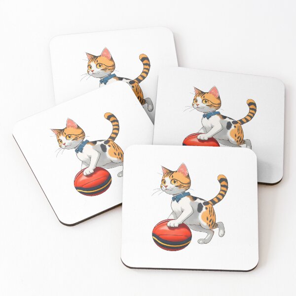 Item preview, Cute cat dribbling a red ball football netball volleyball designed and sold by w1ckerman.