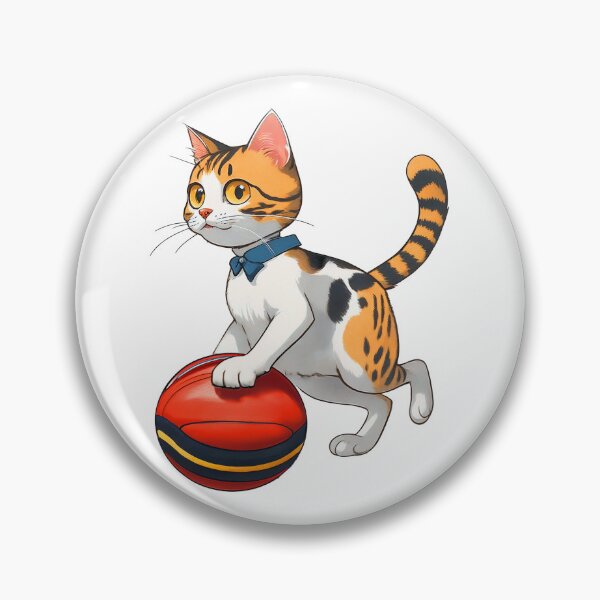 Item preview, Cute cat dribbling a red ball football netball volleyball designed and sold by w1ckerman.