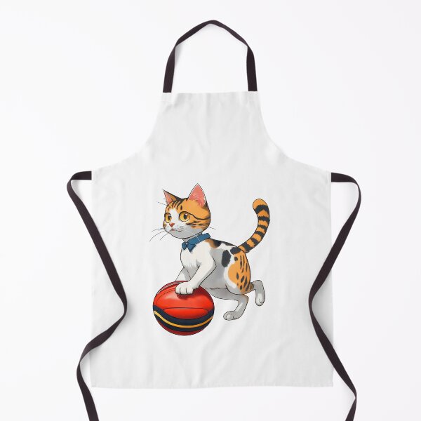 Item preview, Cute cat dribbling a red ball football netball volleyball designed and sold by w1ckerman.