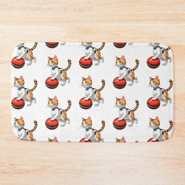 Item preview, Cute cat dribbling a red ball football netball volleyball designed and sold by w1ckerman.