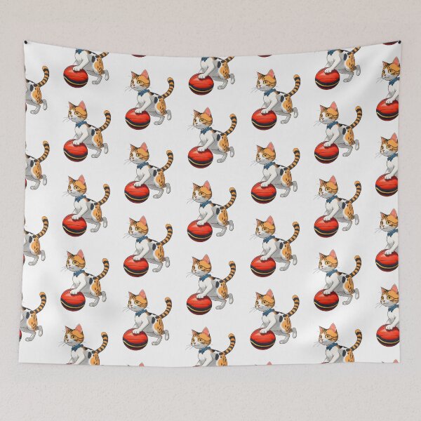 Item preview, Cute cat dribbling a red ball football netball volleyball designed and sold by w1ckerman.