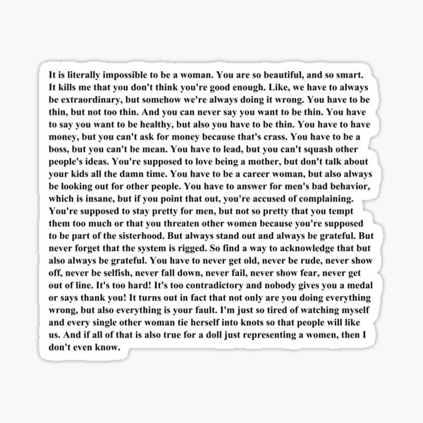 America Ferrera's Monologue From the Barbie Movie Cross Stitch