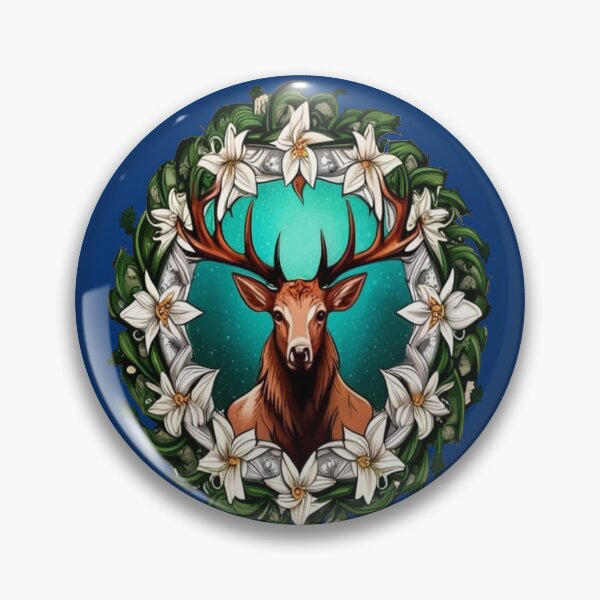 Item preview, Elk Surrounded By A Wreath Of Sego Lily Tattoo Style Art designed and sold by taiche.