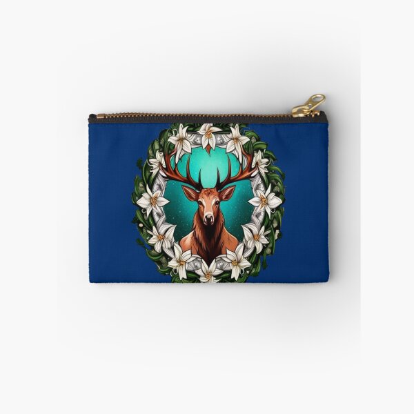 Item preview, Elk Surrounded By A Wreath Of Sego Lily Tattoo Style Art designed and sold by taiche.