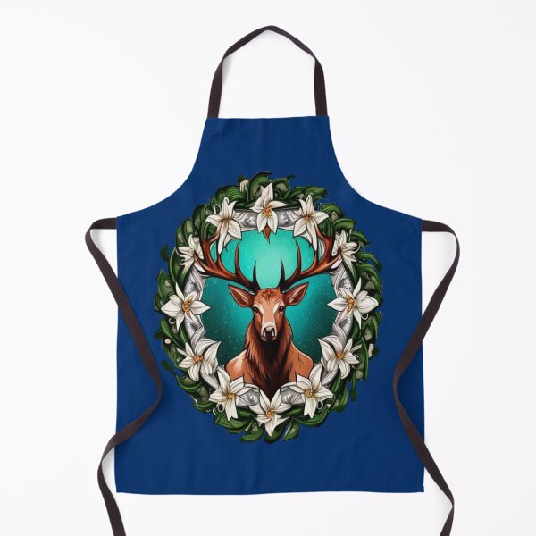Item preview, Elk Surrounded By A Wreath Of Sego Lily Tattoo Style Art designed and sold by taiche.