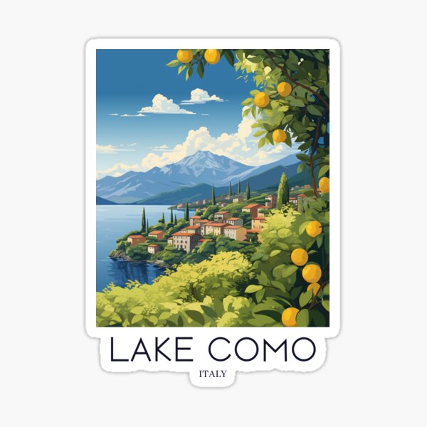 Vista previa del artículo con la obra «Una impresión de viaje de arte pop del lago de Como - Italia», diseñado y vendido por StudioRedKoala.