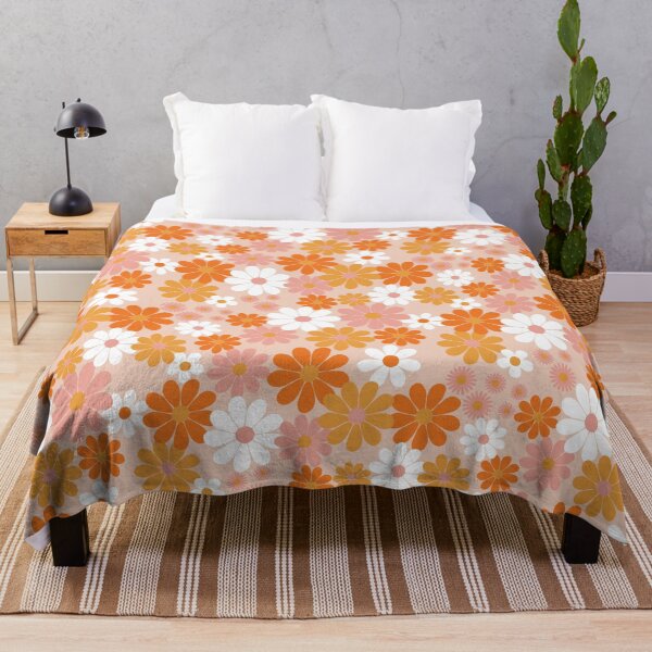 Item preview, Flower Power Retro Floral Pattern – 60s Orange Pink designed and sold by Colorblizz.