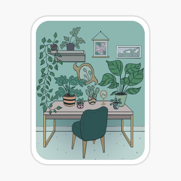 Cozy Plant Workspace Sticker