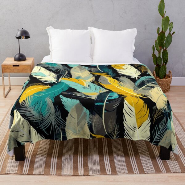 Item preview, Feathers - Teal, mustard, beige, gray, black designed and sold by Highlandkings.
