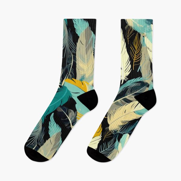 Item preview, Feathers - Teal, mustard, beige, gray, black designed and sold by Highlandkings.
