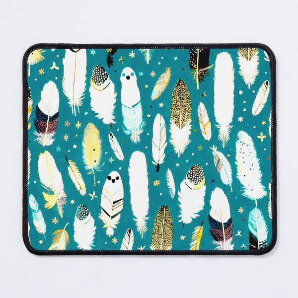 Item preview, Feathers - Teal, mustard, beige, gray, black 3 designed and sold by Highlandkings.