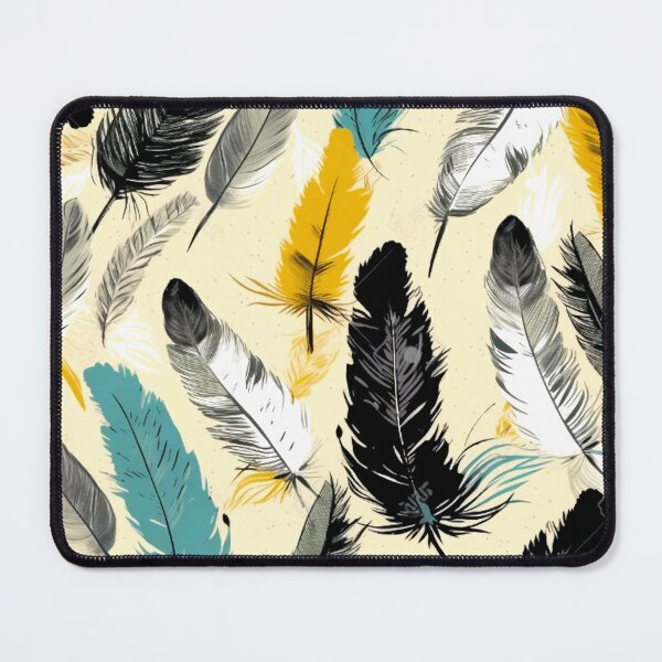 Item preview, Feathers - Teal, mustard, beige, gray, black 4 designed and sold by Highlandkings.
