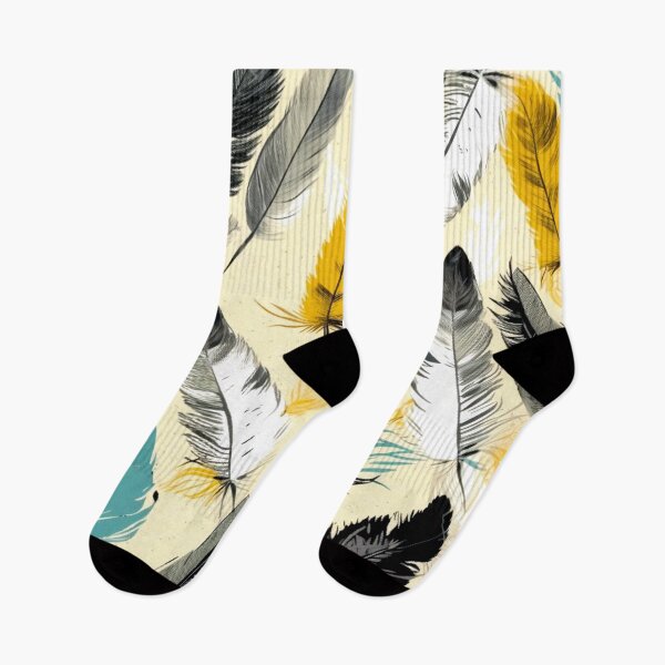Item preview, Feathers - Teal, mustard, beige, gray, black 4 designed and sold by Highlandkings.