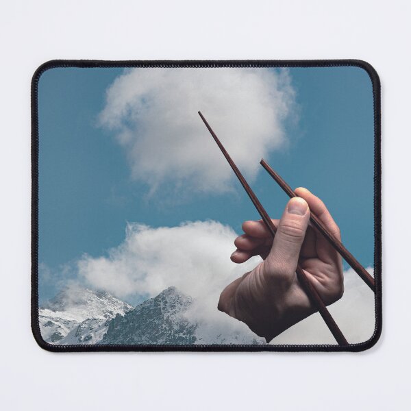 Item preview, Mountain Magic, Giant Hand and Chopstick Cloud Snack, Unique Collage Art Print: 'Light & Fluffy' designed and sold by GollyWillikers.